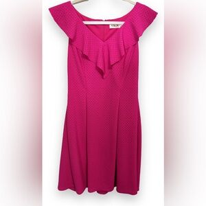 Eliza J hot pink size 8 tank top ruffle dress